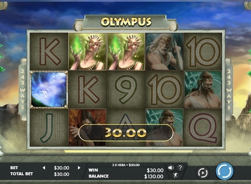 Комбінація символів на лінії в грі Olympus
